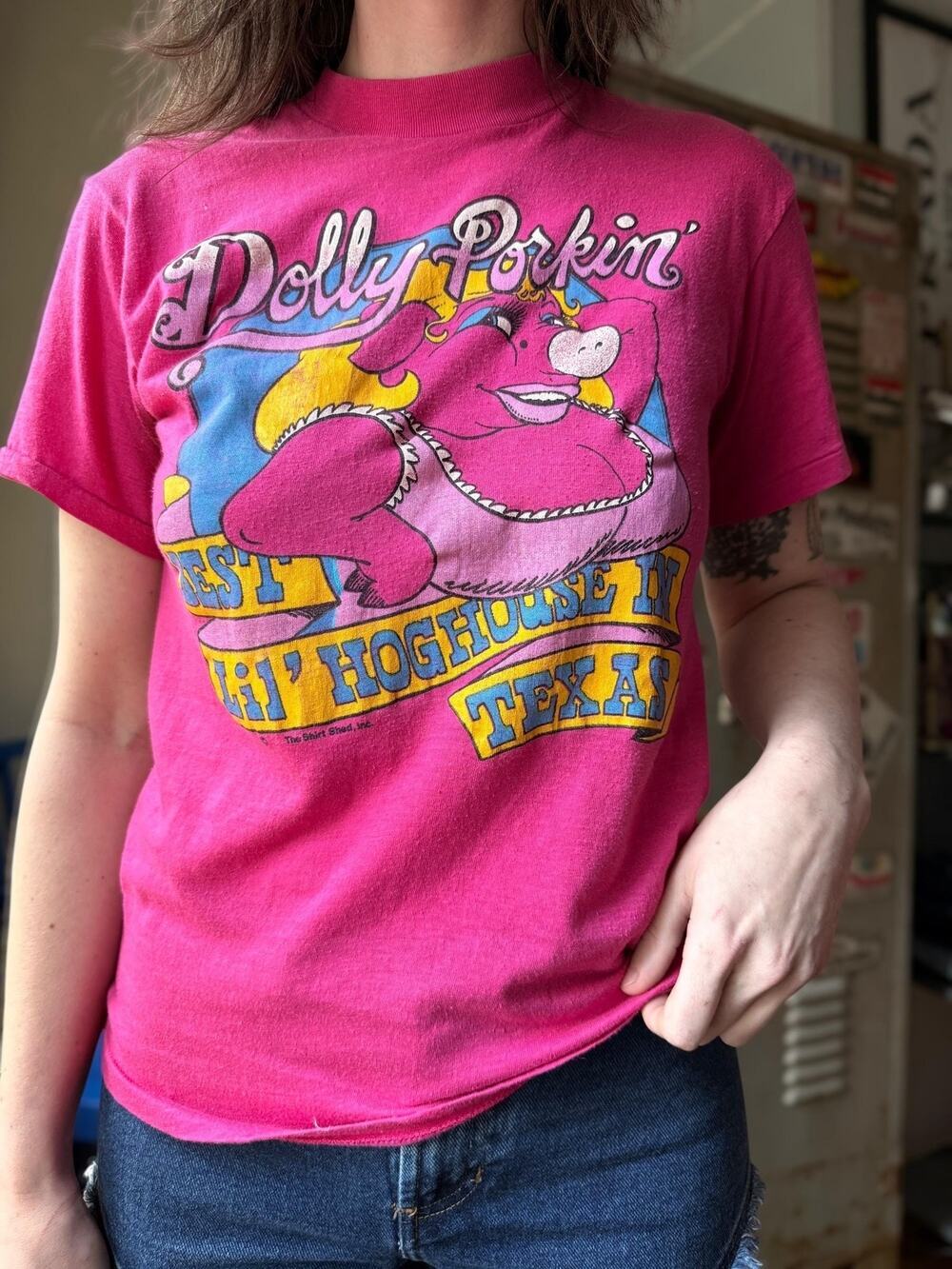 Vintage 80s Texas Graphic Tee | Pink Dolly Novelty Tourist T-Shirt | L